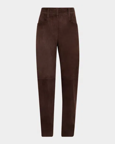 Brunello Cucinelli Suede Equestrian Pants In Black