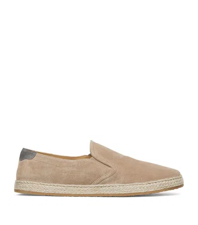 Brunello Cucinelli Suede Espadrille Loafers In Bison