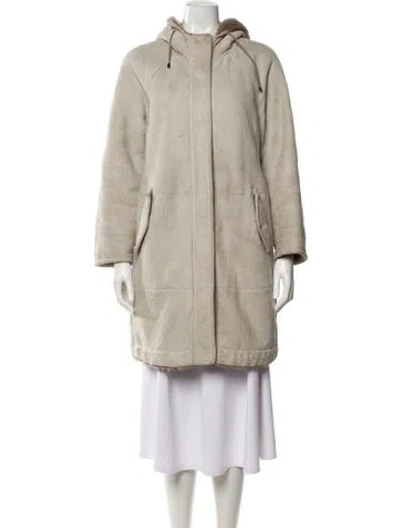 Pre-owned Brunello Cucinelli Suede Faux Fur Coat In Gray
