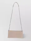 BRUNELLO CUCINELLI SUEDE FINISH CLUTCH BAG WITH ADJUSTABLE CHAIN STRAP