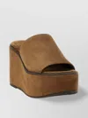 Brunello Cucinelli Suede Finish Platform Sole Open Toe Sandals