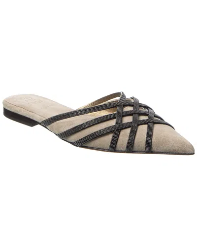Brunello Cucinelli Suede Flat In Grey