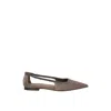 Brunello Cucinelli Leather Flat In Gray