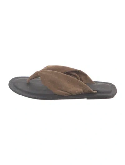 Pre-owned Brunello Cucinelli Suede Flip Flops In Gray