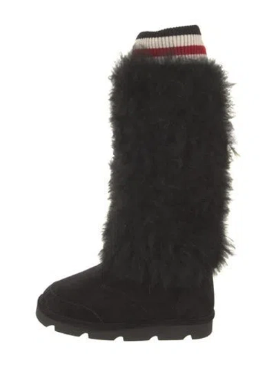 Pre-owned Brunello Cucinelli Suede Fur Trim Boots W/ Tags In Black
