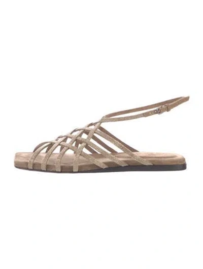 Pre-owned Brunello Cucinelli Suede Gladiator Sandals In Multi