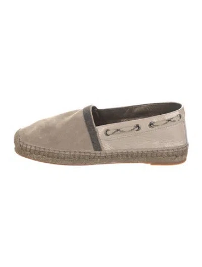 Pre-owned Brunello Cucinelli Suede Glitter Accents Espadrilles In Neutral