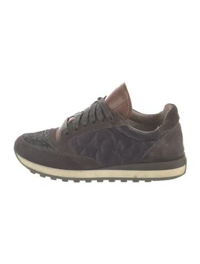 Pre-owned Brunello Cucinelli Suede Glitter Accents Sneakers In Gray