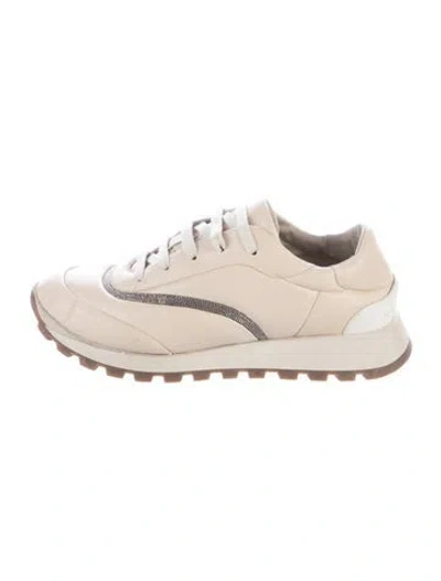 Pre-owned Brunello Cucinelli Suede Glitter Accents Sneakers In Neutral