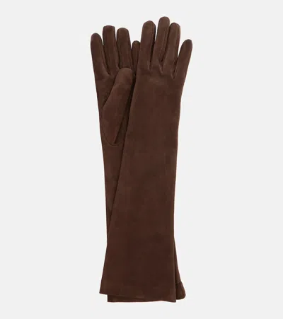 Brunello Cucinelli Suede Gloves In Brown