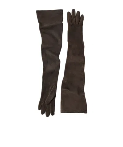 Brunello Cucinelli Suede Gloves In Dark Brown