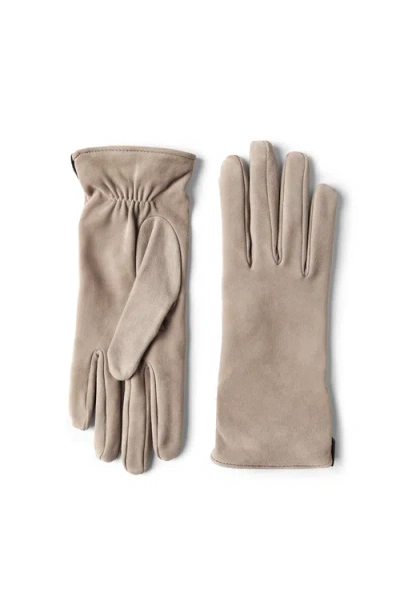 Brunello Cucinelli Suede Gloves In Neutral