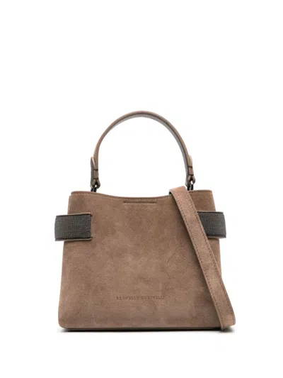 Brunello Cucinelli Suede Handbag In Brown