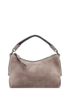 Brunello Cucinelli Suede Handbag With Monili Handle In Pink
