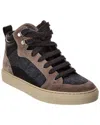Brunello Cucinelli Panelled High-top Sneakers In Grey