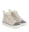 Brunello Cucinelli Lace Up Shearling Ankle Boots In Grey