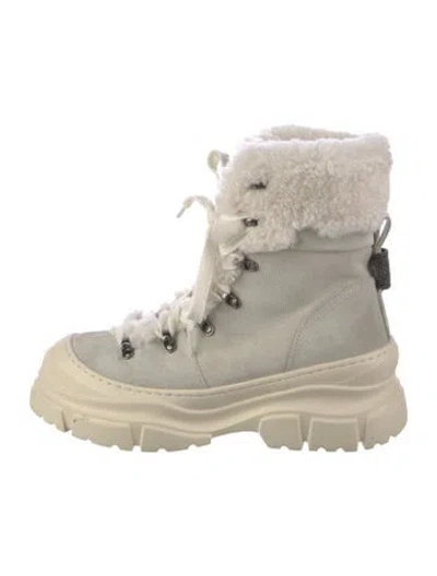 Pre-owned Brunello Cucinelli Suede Hiking Boots In Neutrals