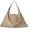 Brunello Cucinelli Soft Suede Single Handle Shoulder Bag In Light Grey