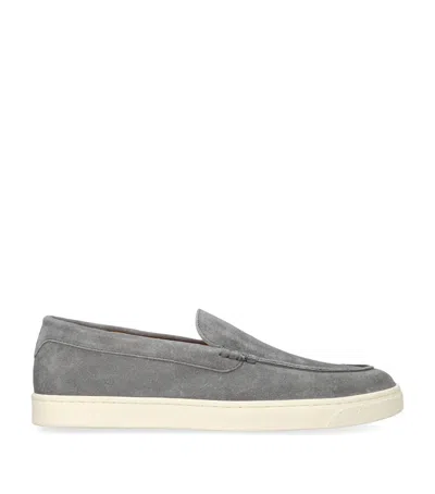 Brunello Cucinelli Suede Hybrid Loafers In Grey