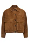 Brunello Cucinelli Brown Jacket With Classic Collar In Suede Woman