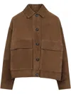 Brunello Cucinelli Brown Jacket With Classic Collar In Suede Woman In Brown