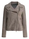 Brunello Cucinelli Suede Zip-up Biker Jacket In Brown