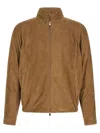 Brunello Cucinelli Suede Jacket Puffer Jackets Beige In Brown