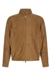 Brunello Cucinelli Suede Jacket Puffer Jackets Beige In Brown