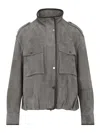 Brunello Cucinelli Women Couture Suede Outerwear With Monile In Brown