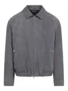 Brunello Cucinelli Suede Jacket Collared Design Elasticated Hem Pockets In Multi