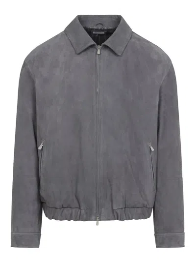 BRUNELLO CUCINELLI CHAQUETA DE CUERO - GRIS