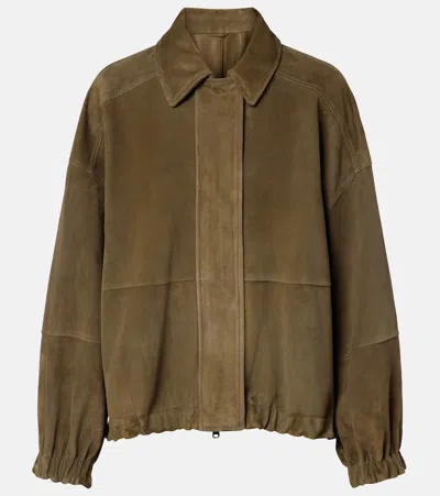 Brunello Cucinelli Suede Jacket In Green