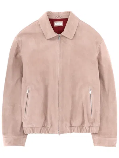 Brunello Cucinelli Suede Jacket In Pink