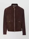 Brunello Cucinelli Suede Jacket With Stand Collar And Pockets
