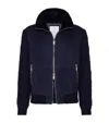 Brunello Cucinelli Suede Knit Insert Bomber Jacket In Blue