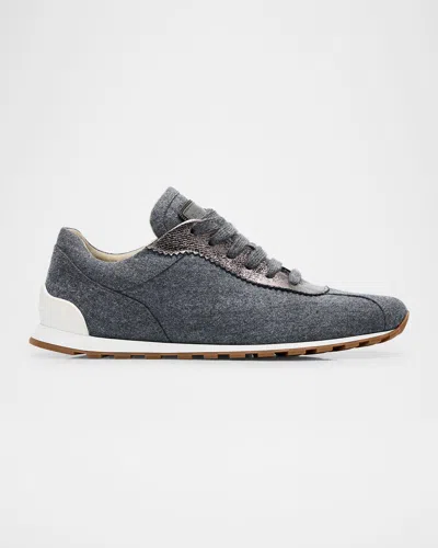 Brunello Cucinelli Suede Knit Slip-on Sneakers