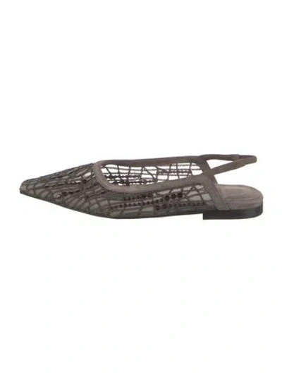 Pre-owned Brunello Cucinelli Suede Lace Pattern Flats In Grey