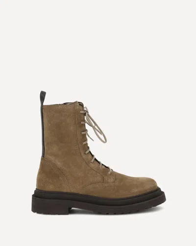 Brunello Cucinelli Suede Lace-up Ankle Boots In Animal Print