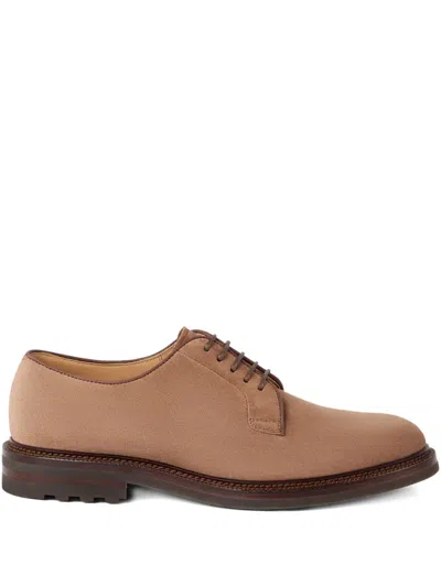 Brunello Cucinelli Suede Lace-up Shoes In Neutral
