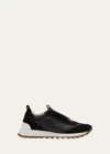 BRUNELLO CUCINELLI SUEDE LACELESS RUNNER SNEAKERS