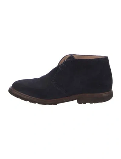 Pre-owned Brunello Cucinelli Suede Lace-up Boots In Black