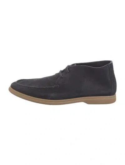 Pre-owned Brunello Cucinelli Suede Lace-up Boots In Blue