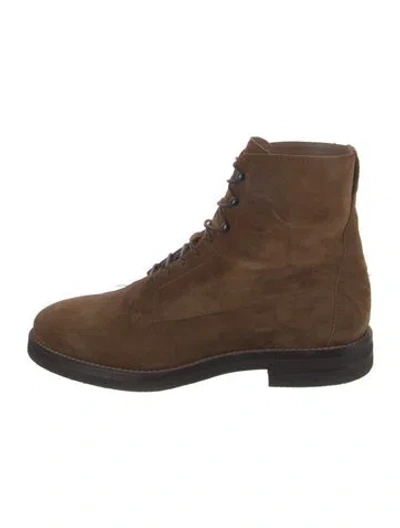 Pre-owned Brunello Cucinelli Suede Lace-up Boots In Brown