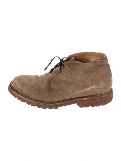 Pre-owned Brunello Cucinelli Suede Lace-up Boots In Brown