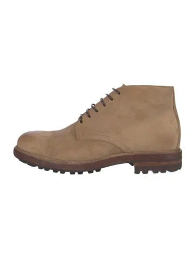 Pre-owned Brunello Cucinelli Suede Lace-up Boots In Brown
