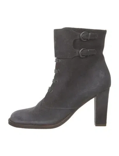 Pre-owned Brunello Cucinelli Suede Lace-up Boots In Gray