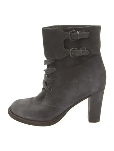 Pre-owned Brunello Cucinelli Suede Lace-up Boots In Gray