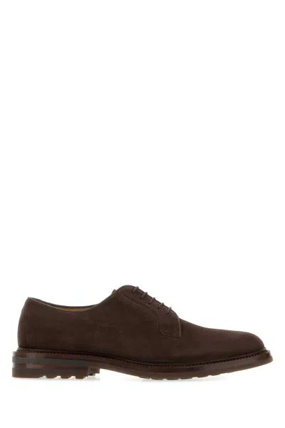 Brunello Cucinelli Suede Lace-up Sneakers In Leather With Rubber Sole In Multi