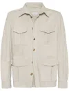 Brunello Cucinelli Suede Lamb Leather Jacket In Beige In Beige