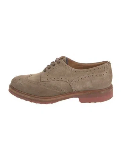 Pre-owned Brunello Cucinelli Suede Lasercut Accents Brogues In Brown